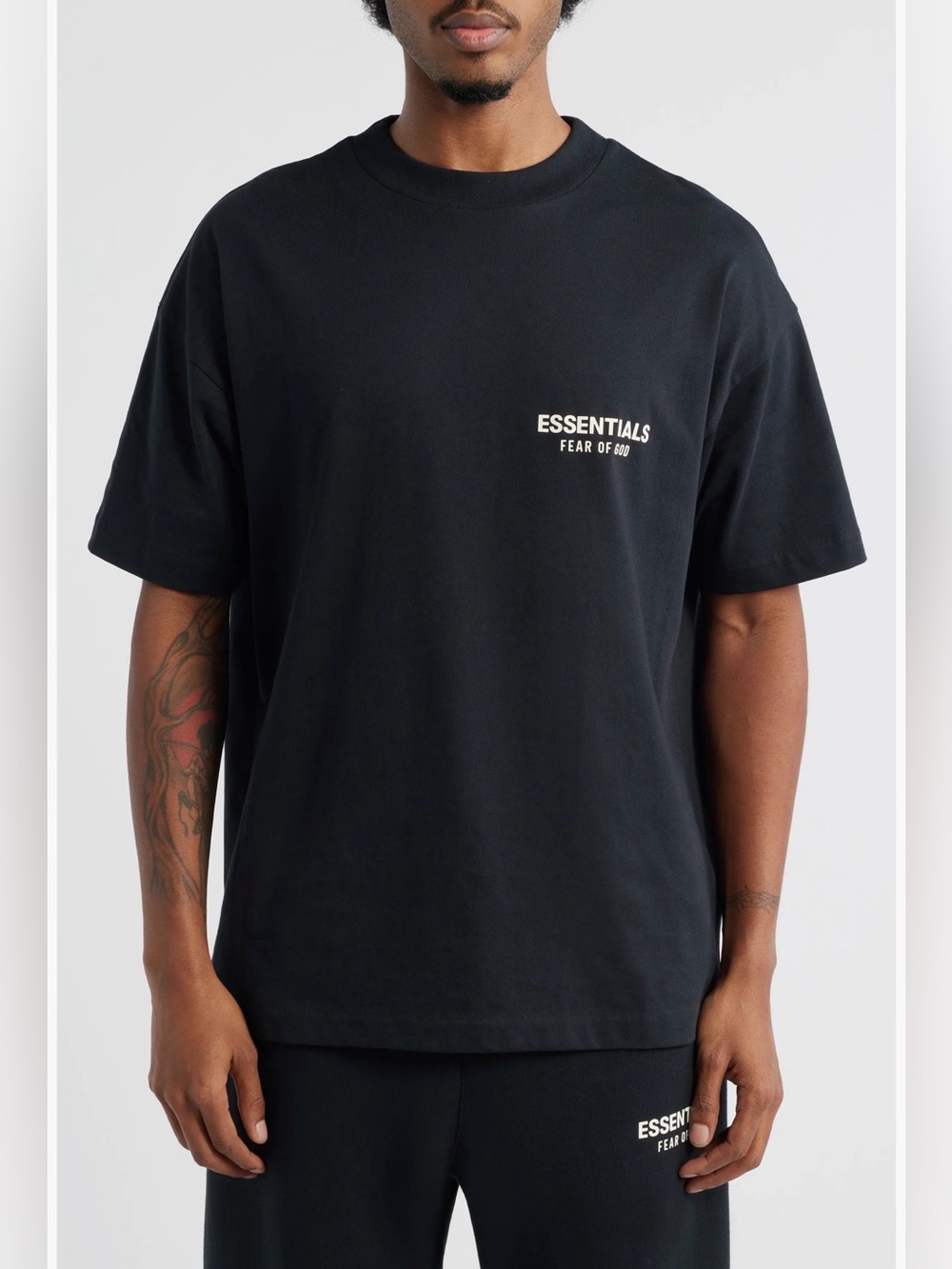 Fear of God Essentials Classic Fit Logo Cotton T-Shirt - Black - Size Medium